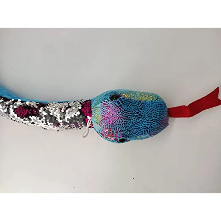 Plüschtier Plüschschlange XXL Plüsch-Schlange weich gefüllt, ideal zum Trösten Kuscheln Einschlafhilfe Toys Schlange Snake Kuscheltier (Blau Pink Glitzer 110 cm) – Bild 4