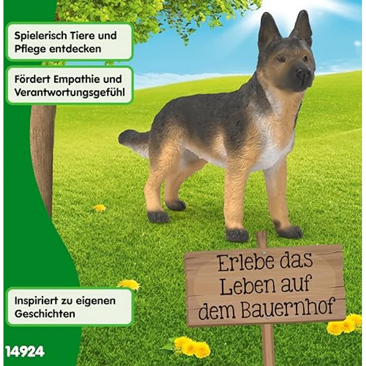 Schleich Deutscher Schäferhund Hündin, Figurenfarm-Tier mit 6,6 x 3,1 x 5,6 cm, aus Farm World коллекция – Bild 7