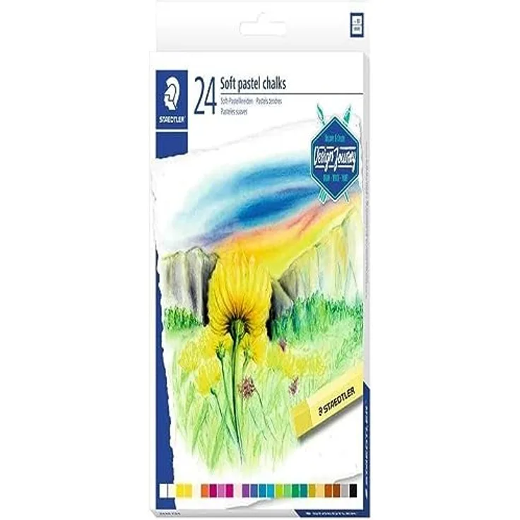 STAEDTLER Softpastellkreiden, hoher Grad an Lichtbeständigkeit, weicher Abstrich, leicht verwischbar, Kartonetui mit 24 brillanten Farben, 2430 C24