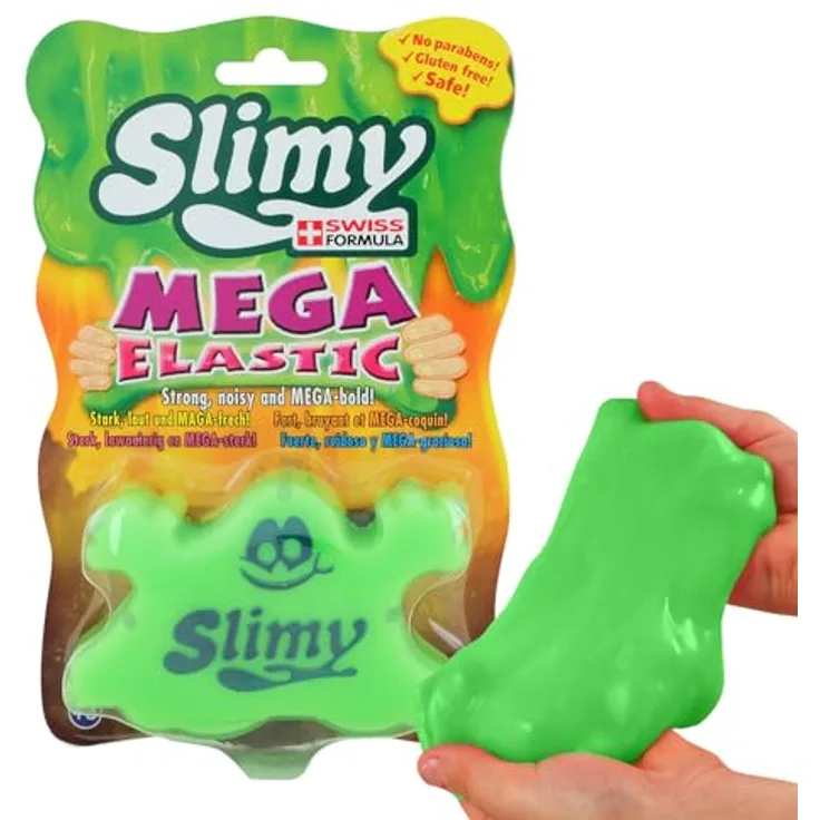 Slimy Mega Elastic 150g, Original Mega Slime Spielmasse in Grün, superdehnbar und dermatologisch getestet, Spielzeug ab 3 Jahren