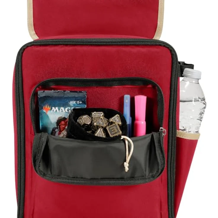 ENHANCE Designer Edition Kompakter MTG-Rucksack, anpassbarer Innenraum für Magic: The Gathering, Lorcana & mehr, Zubehörfach für Würfelbeutel, Boosterpacks, Tag Tracker, Playmat-Fach, Rot – Bild 5