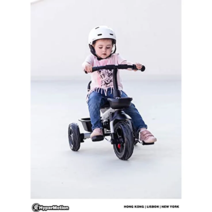 HyperMotion Tobi Vector Dreirad für Kinder mit Steuergriff, Sicherheitsgurten, bequemem Sattel, breite Räder, Grau – Bild 4