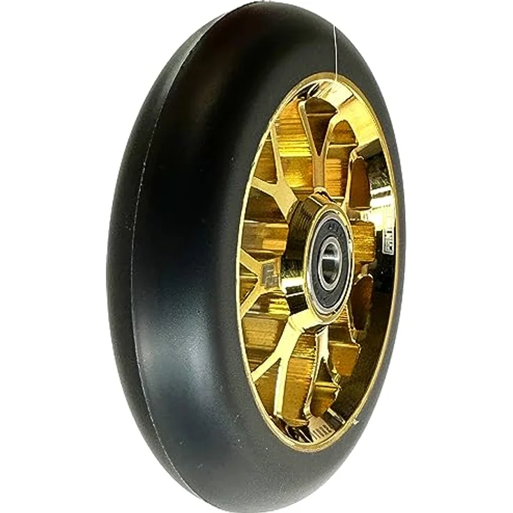 Fantic26 Stuntscooter Fantic26 Spy7 Stunt-Scooter Rolle 110mm Abec11 Gold/Pu Schwarz, Aluminium 6061-T6, ABEC-11 Kugellager, 88A PU-Härte – Bild 4