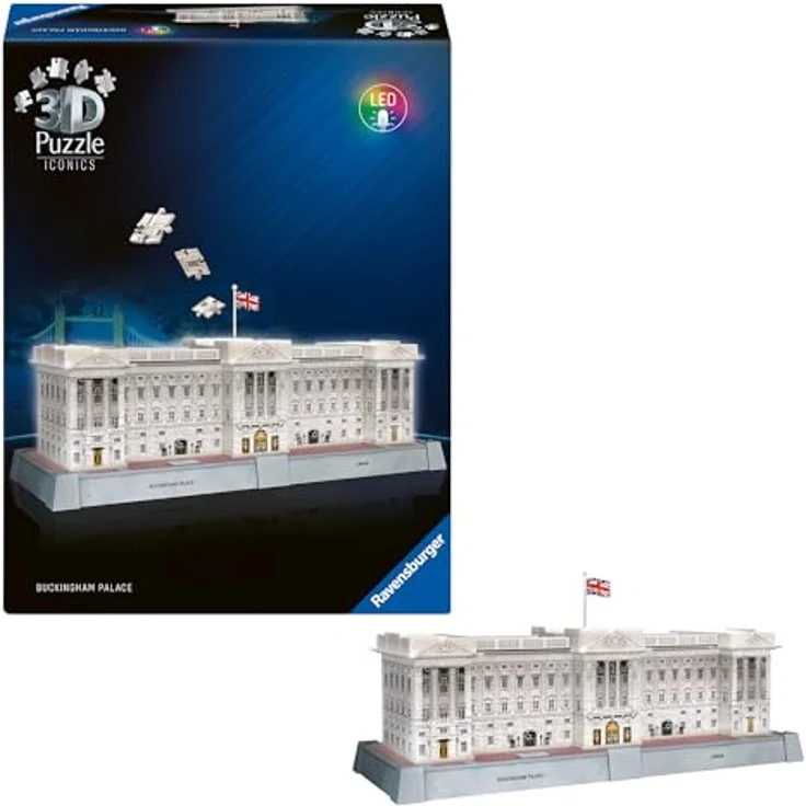 Ravensburger 3D Puzzle Iconics: Buckingham Palace - mit LED Beleuchtung und 216 Puzzleteilen, 18,90 cm x 40,90 cm x 15,90 cm – Bild 2