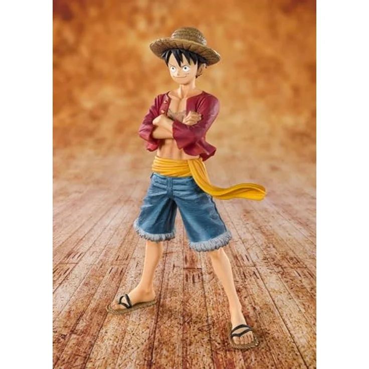 BANDAI Monkey D. Luffy Straw Hat, Figur, 14 cm, One Piece Figuarts Zero re-Run mit spezieller Bühne, rotes Hemd und blaue Shorts – Bild 4
