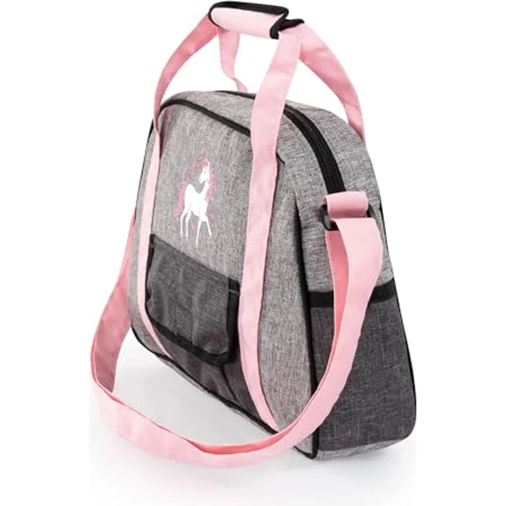 Bayer Design 69033AB Wickeltasche für Puppen, Wickelunterlage, Stoffwindel, Puppenzubehör, Jeans-grau, Rosa – Bild 2