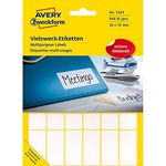 Avery Zweckform 3324 Haushaltsetiketten selbstklebend (38x18mm, 648 Aufkleber auf 27 Bogen, Vielzweck-Etiketten für Haushalt, Schule und Büro zum Beschriften und Kennzeichnen) blanko, weiß