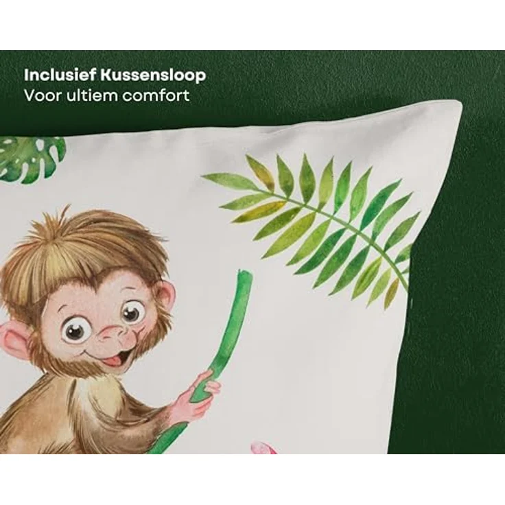 Good Morning Kinder Bettwäsche 135x200 Play Affen Äffchen Dschungel Monstera Blätter Wende grün 31198, 100% Baumwolle, Öko-Tex Standard 100 – Bild 4
