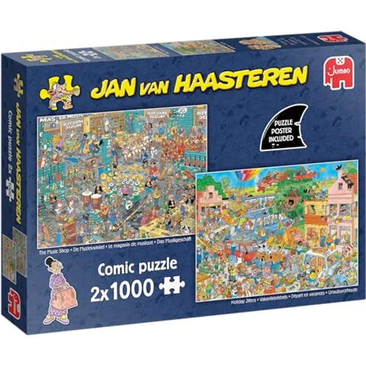 Jan van Haasteren - Der Musikshop & Urlaubssitzel - 2x1000 Teile Puzzle für Erwachsene, umweltfreundlich aus 100% recyceltem Karton – Bild 1