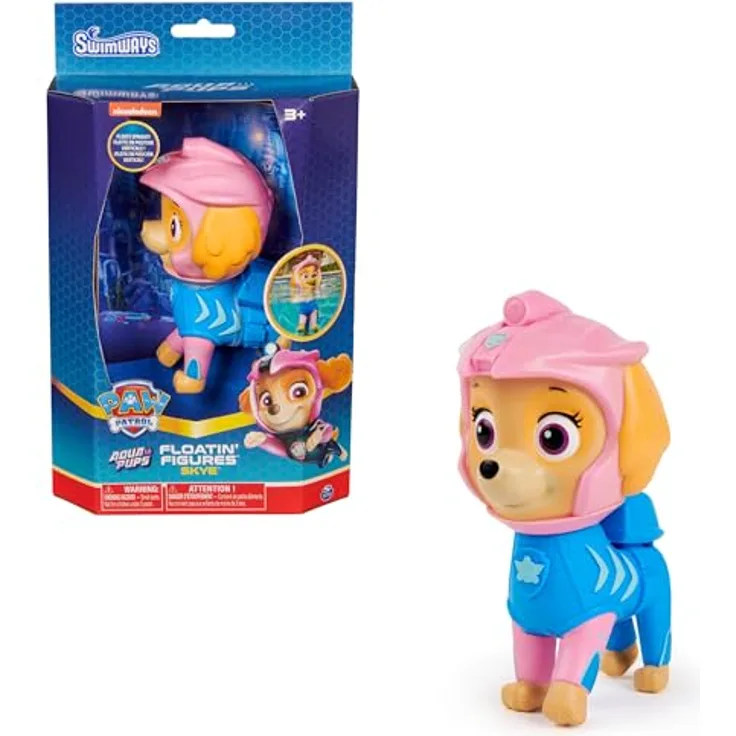 SwimWays Paw Patrol Schwimmfigur Skye, schwimmendes Wasserspielzeug für Kinder ab 3 Jahren, authentischer Look, grenzenloser Badespaß