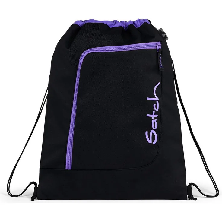 Satch Sporttasche aus recyceltem Polyester, großes Hauptfach, Vorderfach, schwarz