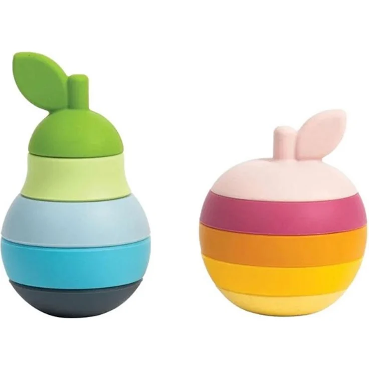 Bigjigs Wooden Stackable Apple and Pear, 5-teiliges Babyspielzeug aus Silikon zum Stapeln und Beißen – Bild 10