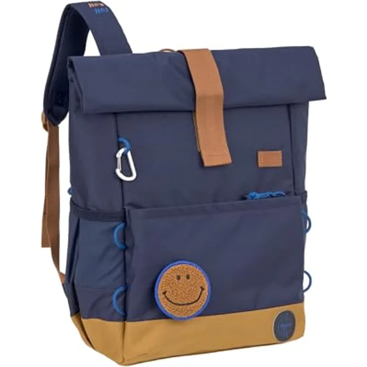 LÄSSIG Kinderrucksack mit Brustgurt Freizeitrucksack, 15 Liter Rolltop Backpack navy, wasserabweisend