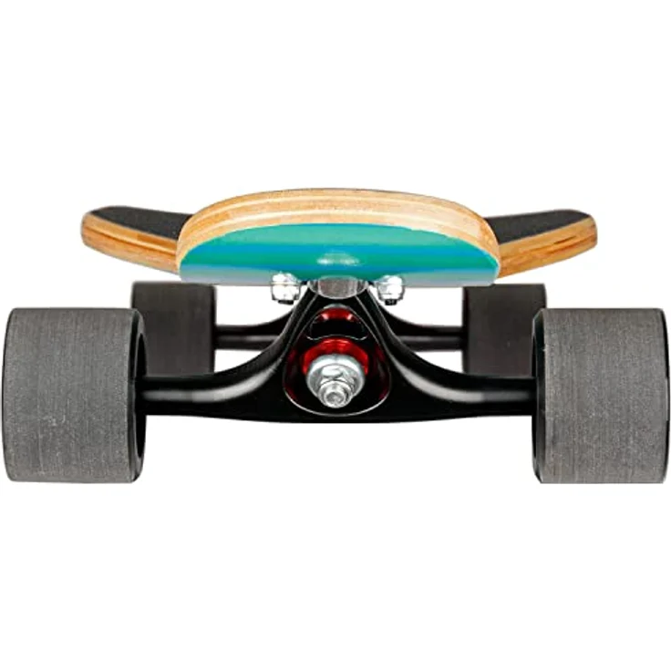 Mach1 Bambus Longboard mit Keramik Kugellager + T-Tool - Skateboard Drop Through Cruiser Komplettboard - 2852, symmetrisch gestaltet mit Camber für verbesserten Schwung - Bambus/Ahorn, 106 cm, 80A-Rollen - Schwarz/Grau – Bild 3