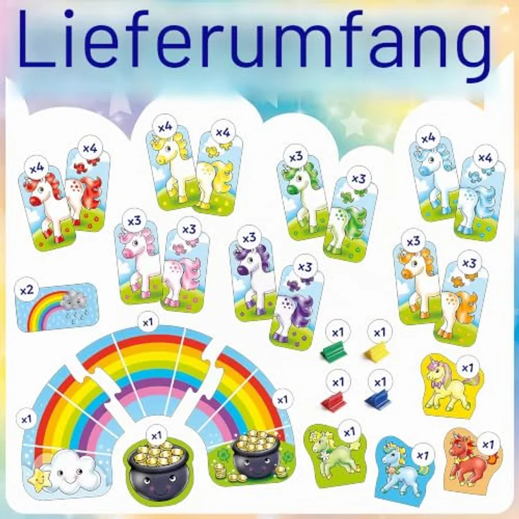 Orchard Rainbow Unicorns, Brettspiel für 2-4 Spieler, Regenbogen-Spielbrett zur Farbenzuordnung, empfohlenes Alter 3-5 Jahre – Bild 2