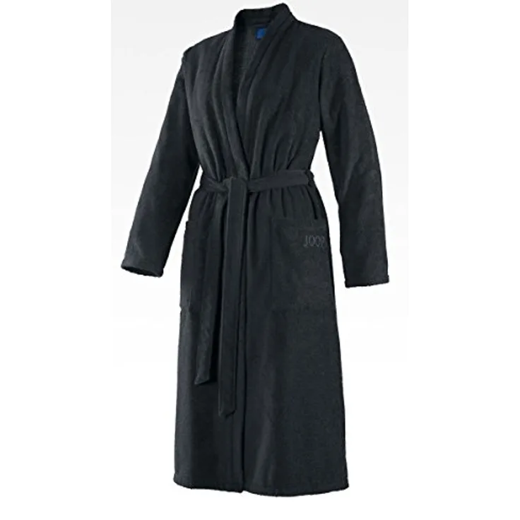 Joop! Bademantel Classic für Damen, Schwarz, extraflauschige Walkfrottier-Qualität aus Baumwolle, Größe S