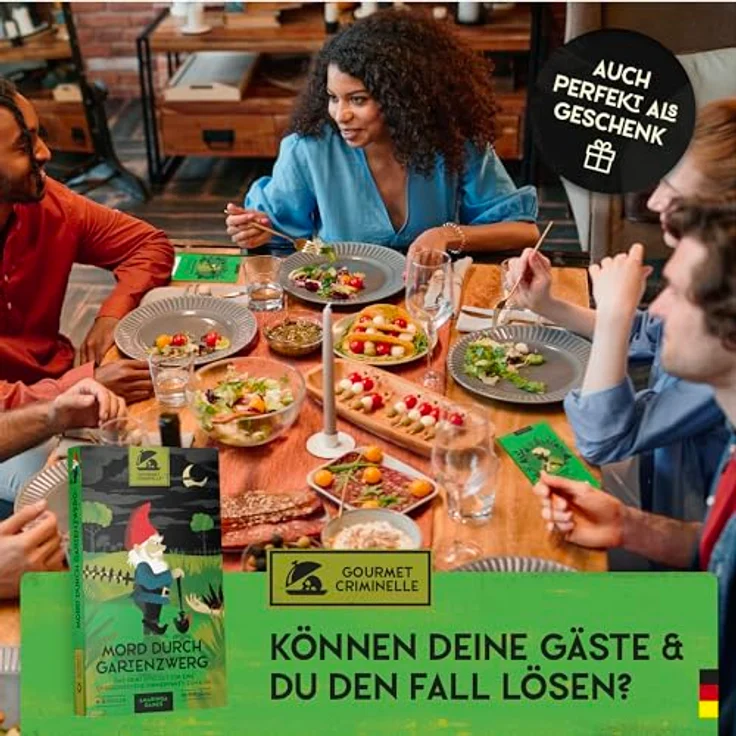 Gourmet Criminelle® Krimidinner für zuhause | 4 bis 6 Personen | Mysteriöser Mordfall für Deine Dinnerparty [Mord durch Gartenzwerg] – Bild 7