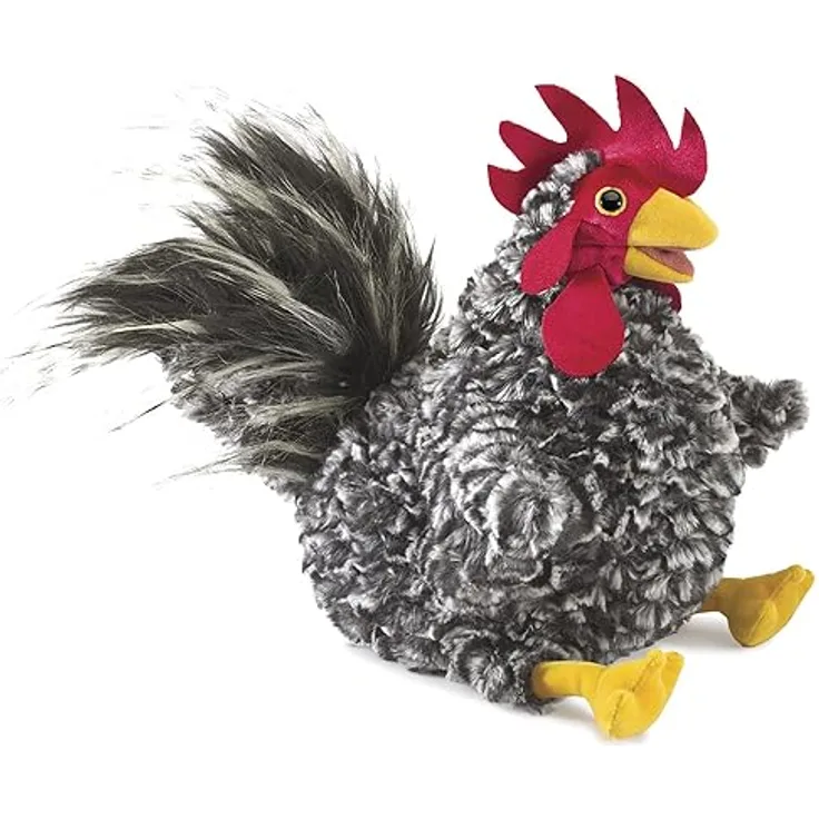 Folkmanis Puppets Barred Rock Rooster/Hahn, bunt aus fabelhaftem, federweichem Plüsch