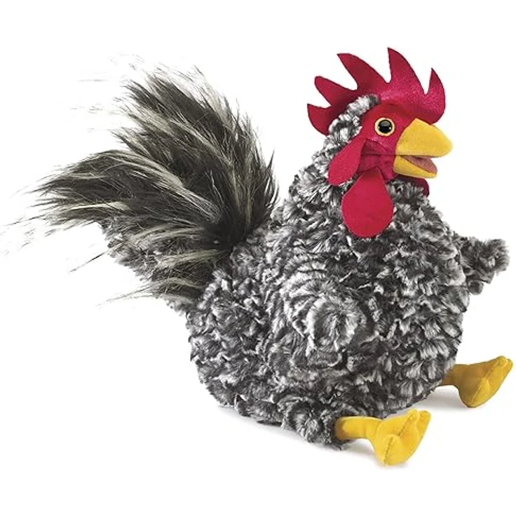 Folkmanis Puppets Barred Rock Rooster/Hahn, bunt aus fabelhaftem, federweichem Plüsch – Bild 1