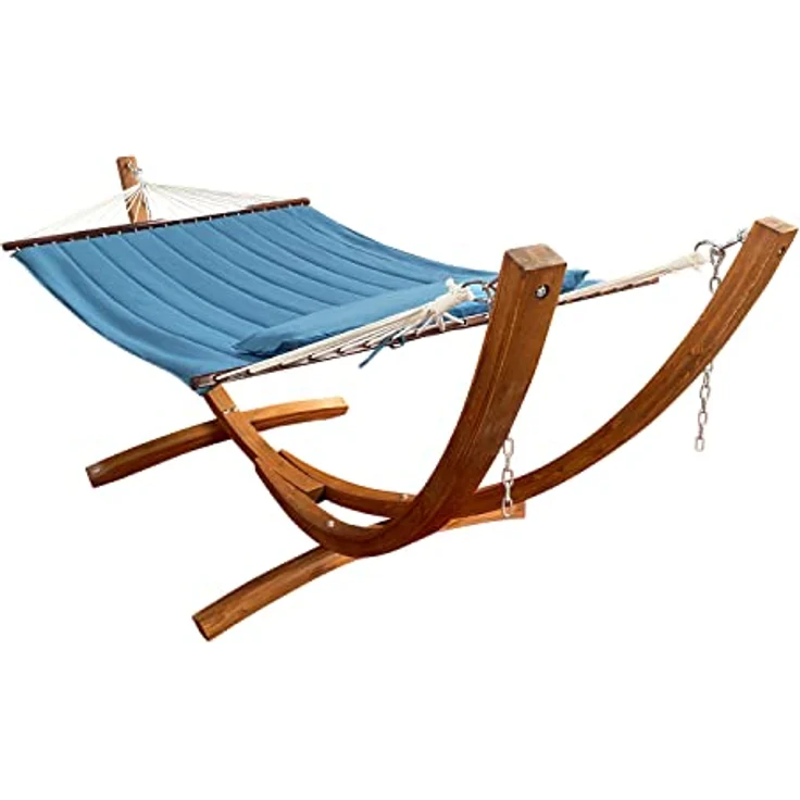 AXI Hawaï Hängematte für 2 Personen mit Gestell aus Holz | Outdoor Hängematten-Set mit Holzgestell & XXL Hängematte in Blau. – Bild 3