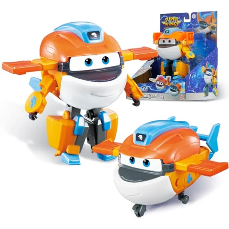 Super Wings Transformations-Flugzeug Supercharged Taki, 12,7 cm große Roboterfigur und Spielzeug-Flugzeug, orange, 2-in-1-Transformator für Kinder ab 3 Jahren – Bild 1