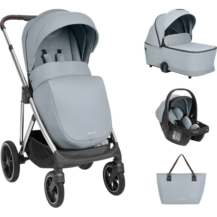 Kikka Boo Chiara 3 in 1 Kombikinderwagen, mit Babyschale, Babywanne und Sportsitz, grau