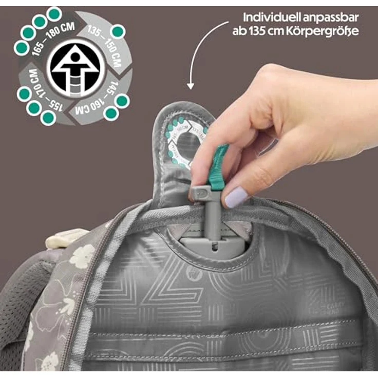 Coocazoo Mate Schulrucksack „Vanilla Bloom”, grau, ergonomisch, höhen- & größenverstellbar mit Brust- und Hüftgurt, 30 Liter, ab der 3. Klasse – Bild 5