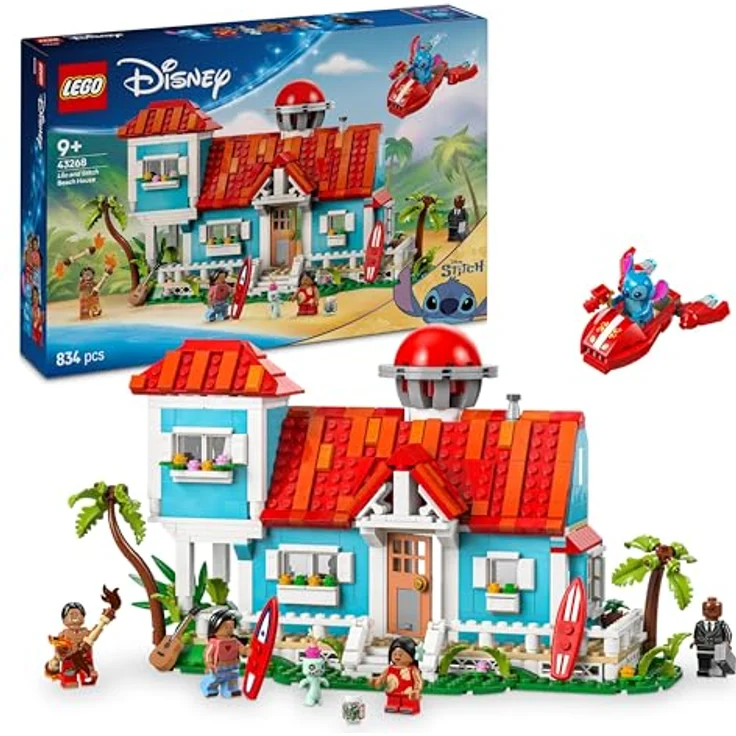 LEGO ǀ Disney Das Strandhaus aus „Lilo und Stitch“ - Bauspielzeug mit 6 Zimmern, Sternwarte, Raumschiff und 5 Minifiguren - Geburtstagsgeschenk für Mädchen & Jungen ab 9 Jahren und Fans 43268 – Bild 1