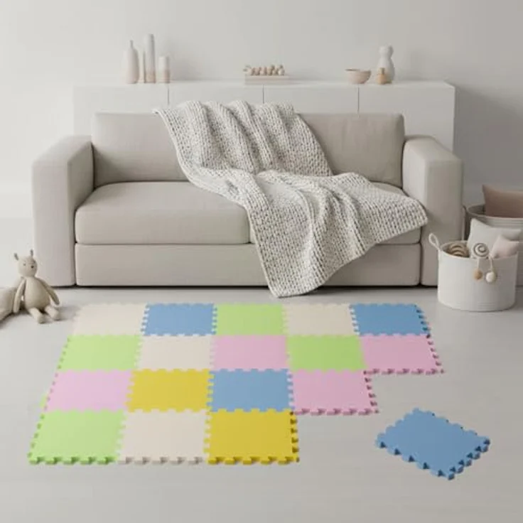 LittleTom Puzzlematte, 18 Teile bunte Baby Spielmatte, 30 x 30 cm Krabbelmatte für Kleinkinder – Bild 1