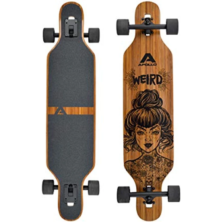 Apollo Longboard, Komplettboard mit Deck aus Bambus & Fiberglas, High-End Board mit ABEC 9 Kugellager, Flex 2 Longboards für Jugendliche und Erwachsene, Profi-Cruiser – Bild 1