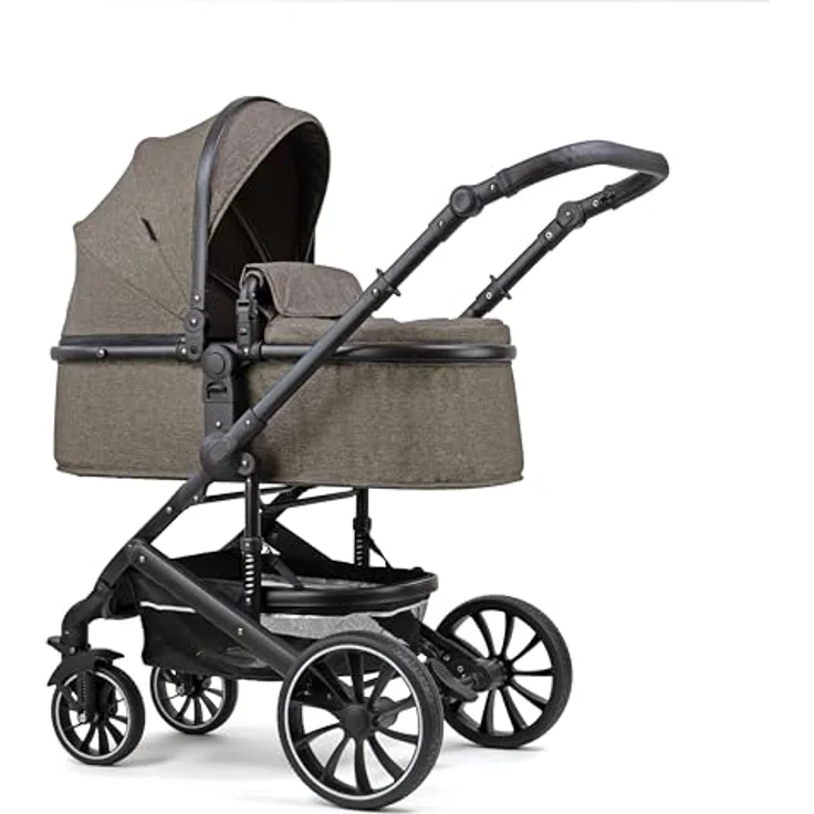 Pixini Kinderwagen Kalani 3in1 Kombikinderwagen, inkl. Babywanne & Buggy & Auto-Babyschale & Cupholder, dunkelbraun – Bild 2