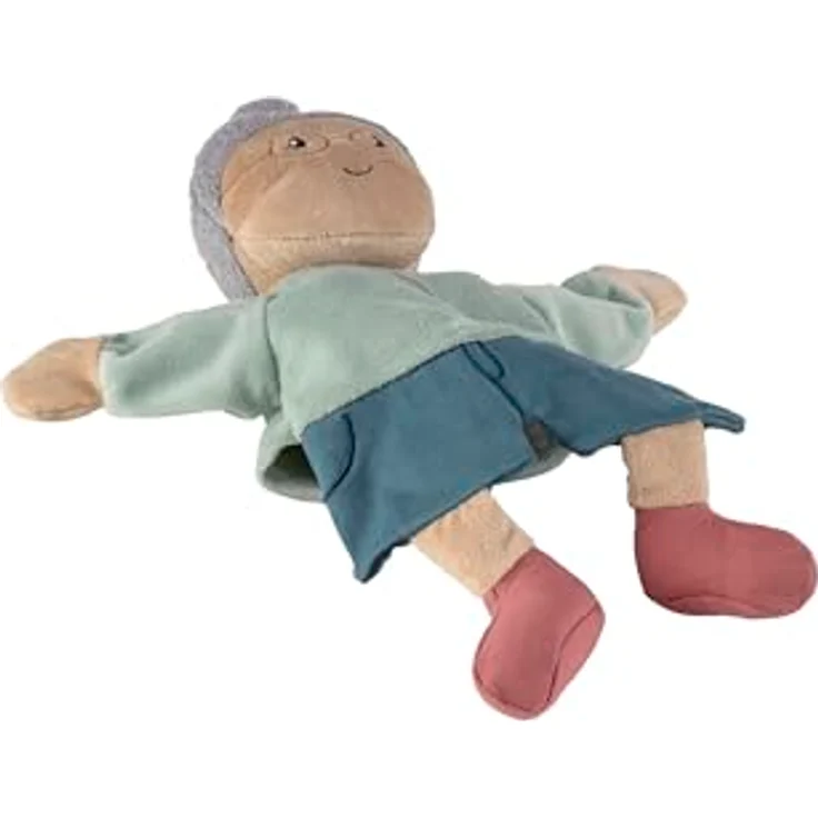Sterntaler Handpuppe Oma, weiches Spielzeug für Kasperle Theater, mit gestickter Perlenkette und sportlichem Crossbag, für Mädchen und Jungen – Bild 5