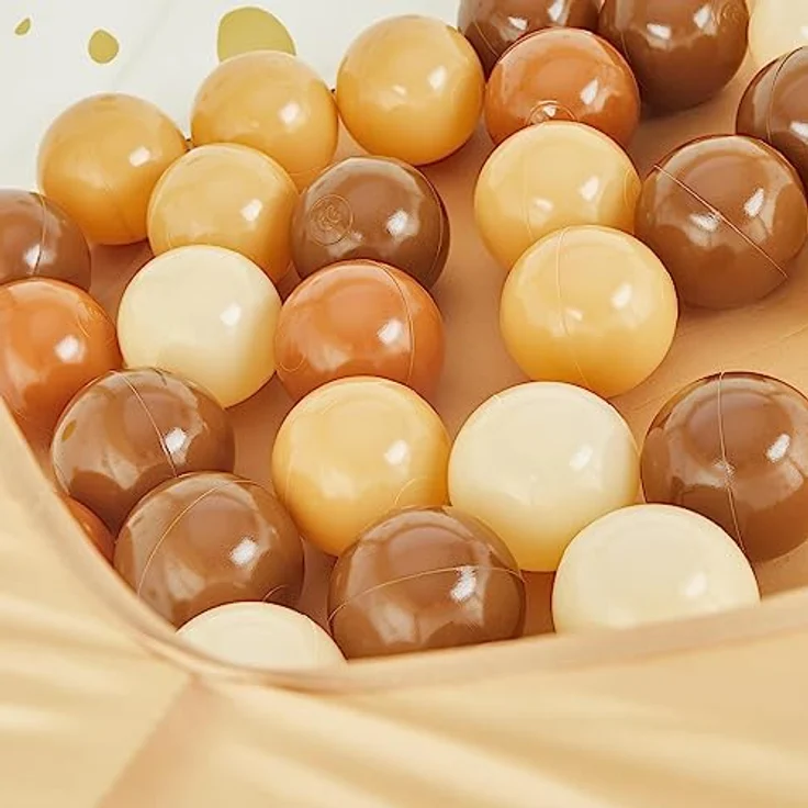 Bieco Pop up Bällebad Dots, faltbares Bällebad mit 50 Bällen, Karamellfarben, leicht zu reinigen – Bild 5