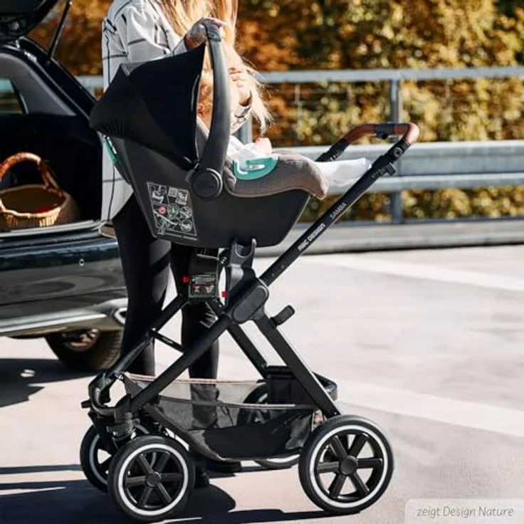 ABC Design Babyschale Tulip i-Size - Ab Geburt bis 15 Monate - Inkl. Sonnenverdeck & Sitzverkleinerer - Schwarz – Bild 9