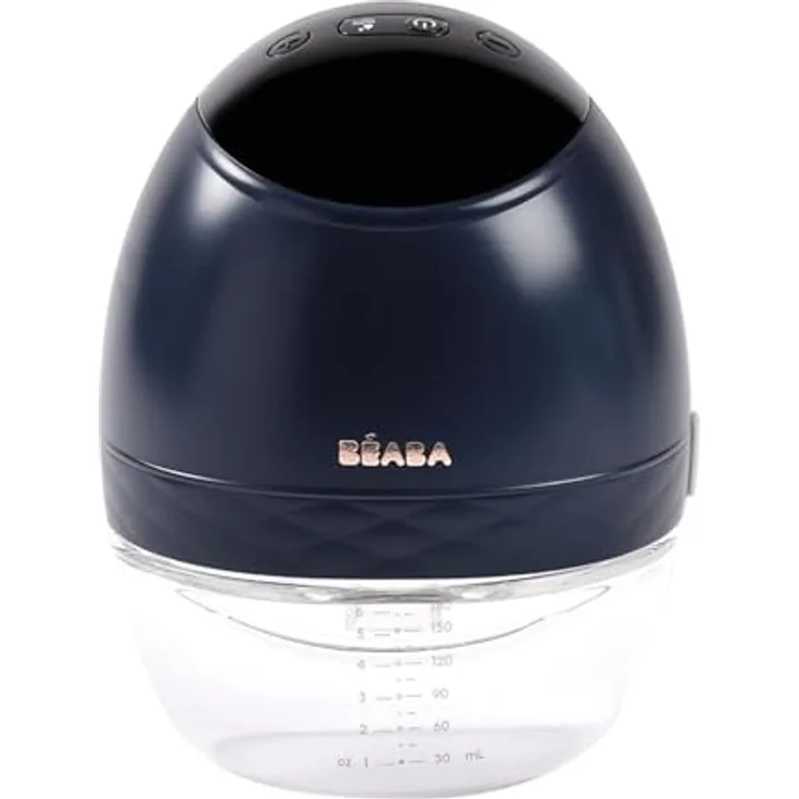 BÉABA Elektrische freihändige Milchpumpe, 3 Modi, 9 Stufen, Geräuschlos, Großes Fassungsvermögen 180mL, USB C Ladegerät, Night blue