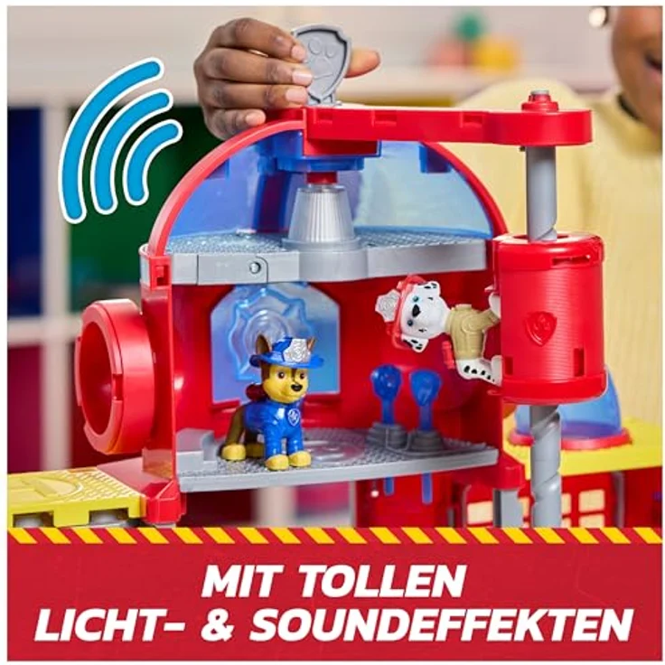 Paw Patrol Feuerwehr-Rettungs-Feuerwache Spielset, Deluxe Spielset mit Licht- und Soundeffekten, inklusive Marshall Figur und Feuerwehr-Fahrzeug, 38 cm hoch – Bild 7
