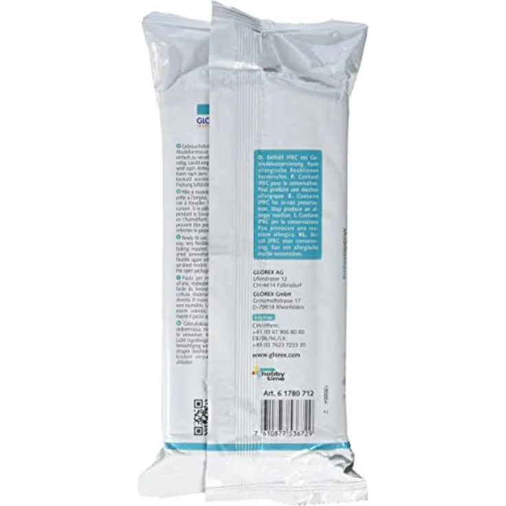 Glorex 6 1780 712 - Modellierton, 1 kg in weiß, gebrauchsfertige lufthärtende Modelliermasse, natürlich, weich und geschmeidig, nach der Trocknung bemalbar – Bild 2