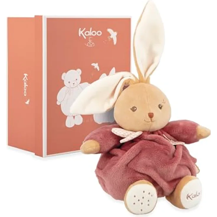 KALOO Schmusetuch Hase Bordeaux 17cm, ultraweiches Plüschtier, ideal für kleine Hände, perfektes Geschenk zur Geburt
