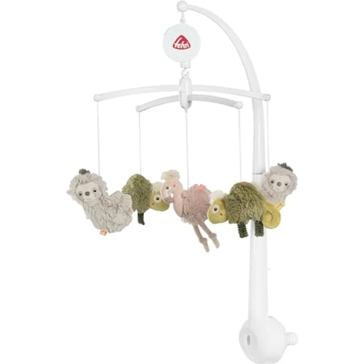 Fehn Musik-Mobile Lazy, Crazy & Pink – Einschlafhilfe mit Spieluhr Melodie „Brahms Wiegenlied“ für Babys von 0-5 Monaten, Höhe 65 cm, ø 40 cm, maschinenwaschbar – Bild 1