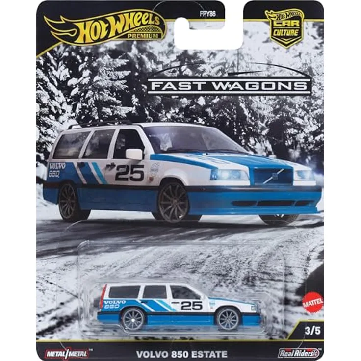 Hot Wheels Premium Car Culture Volvo 850 Kombi, Druckguss Modellfahrzeug 1:64 mit Real Riders Reifen
