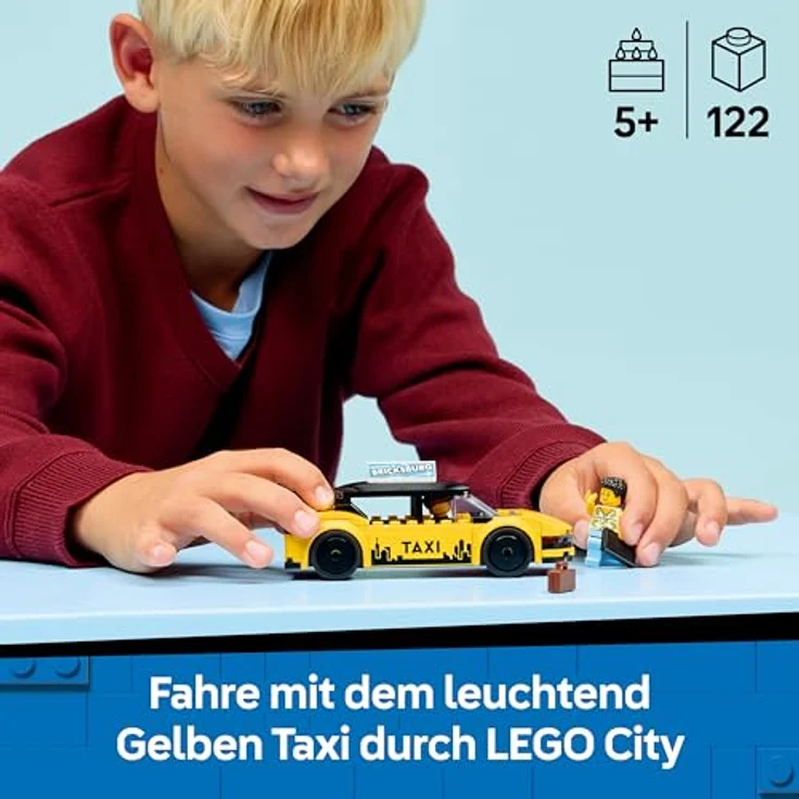 LEGO City Gelbes Taxi (60487), 122-teiliges Spielset für Kinder ab 5 Jahren, Elektro-Design, Maße: 13x5x5 cm – Bild 2