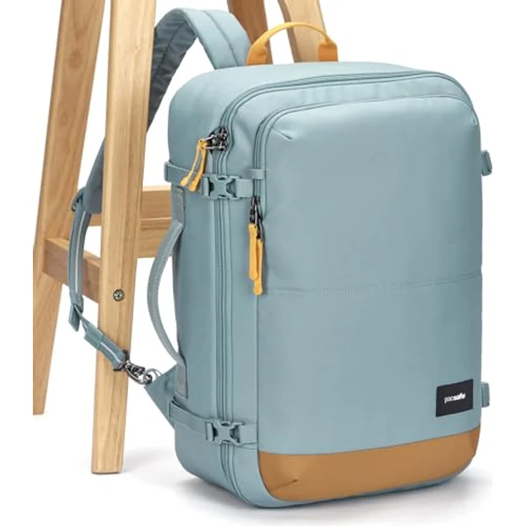 Pacsafe Trekkingrucksack GO 34L Carry-On, Diebstahlsicherer Reiserucksack aus wasserabweisendem, recyceltem Polyester, passend für Flugzeuggepäckfächer – Bild 5
