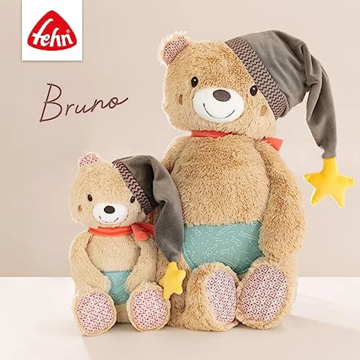 Fehn 060140 Schmusetuch Bär | Schnuffeltuch mit Bär-Köpfchen zum Greifen, Fühlen, Knuddeln und Liebhaben | Für Babys und Kleinkinder ab 0+ Monaten, Bär, Bruno – Bild 3