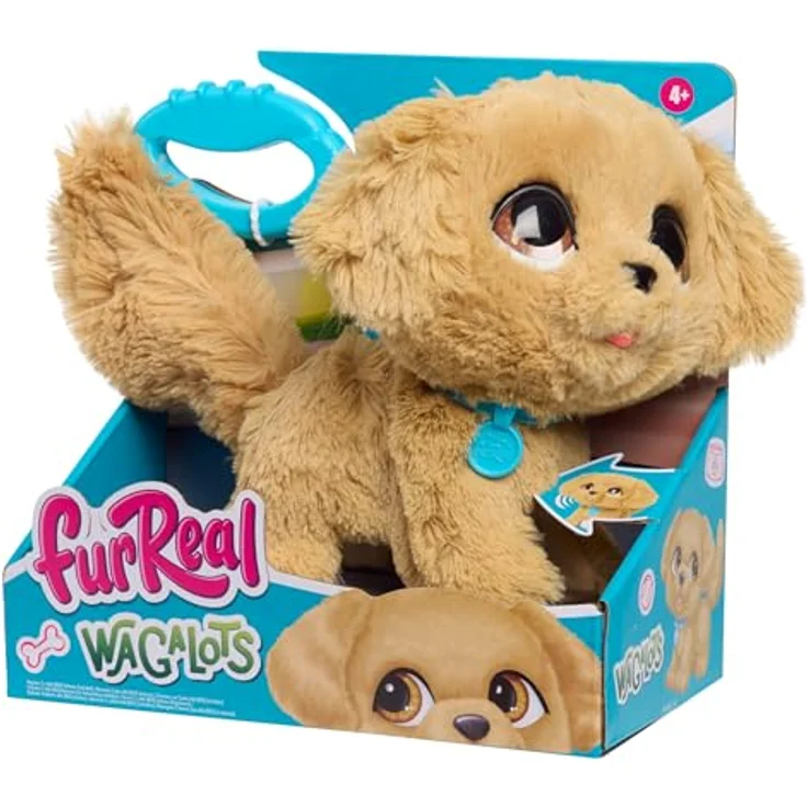 Just Play furReal Wag-A-Lots Golden Retriever, interaktives 20,3 cm großes Plüschtier mit abnehmbarer Leine, kuscheltier für Kinder ab 4 Jahren – Bild 1