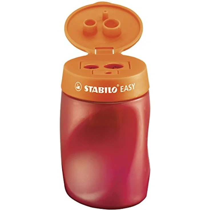 STABILO EASYsharpener, ergonomischer 3-in-1 Dosenspitzer für Rechtshänder, orange, mit transluzentem Füllstandsanzeiger – Bild 3