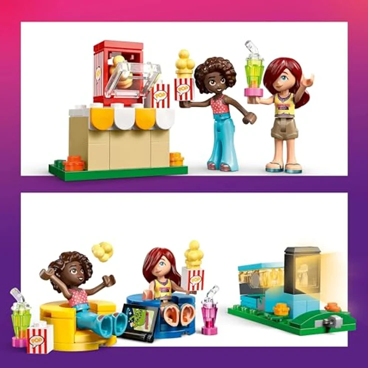 LEGO Friends 42642, Filmabend mit Freunden, 154-teiliges Set mit funktionierendem Projektor und Popcornmaschine für Kinder ab 6 Jahren – Bild 5