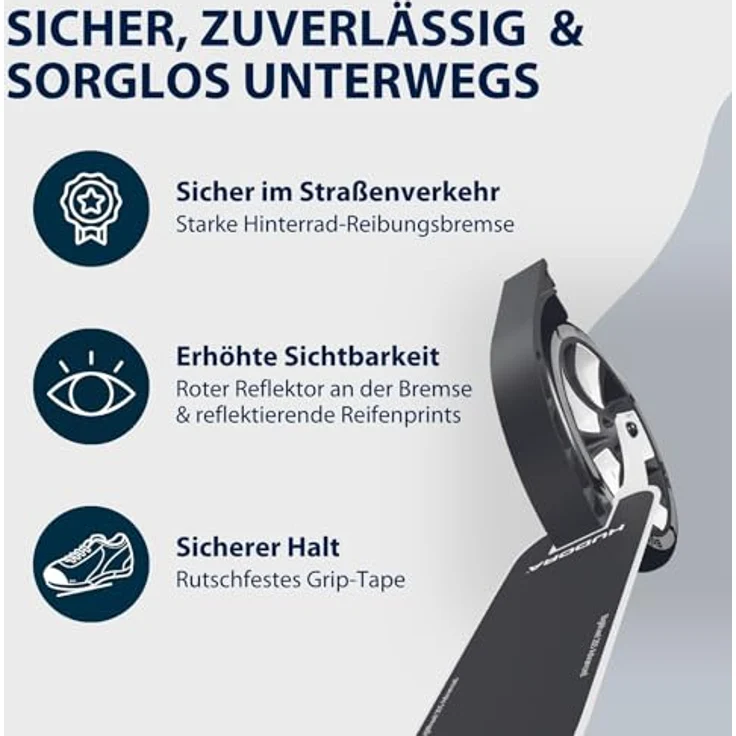 HUDORA BigWheel® 205 Advanced, Aluminium-Scooter für bis zu 100kg, höhenverstellbar und zusammenklappbar, schwarz-weiß – Bild 5