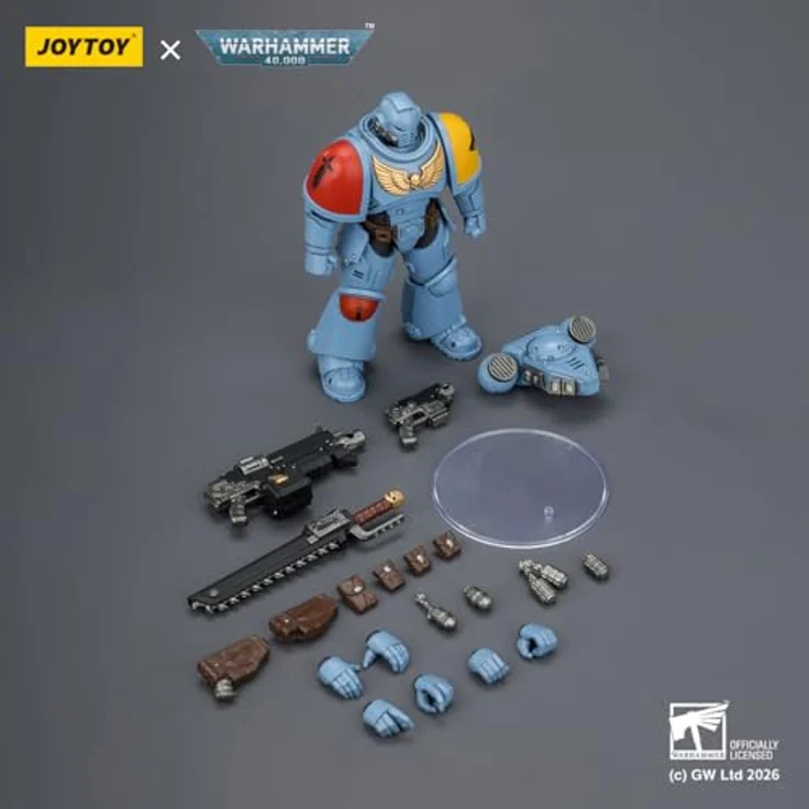 Joy Toy Warhammer 40,000 Space Wolves Intercessor Figur, 12 cm hoch, vollständig beweglich mit Bolzengewehr und Kettenschwert – Bild 5