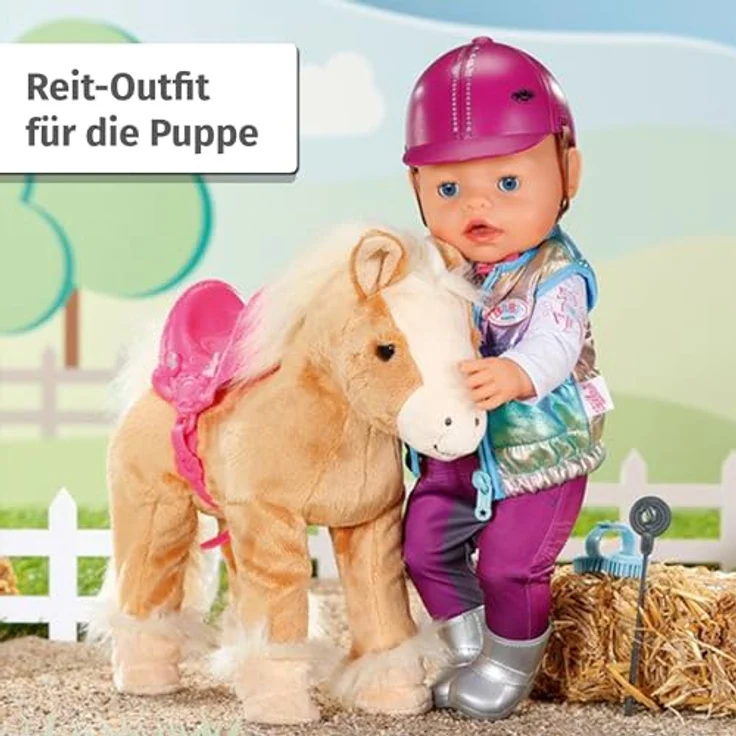 Baby Born Puppenkleidung Reiter-Outfit 43 cm, für BABY born Sister Puppe, mit Helm und Pferde-Accessoires – Bild 2
