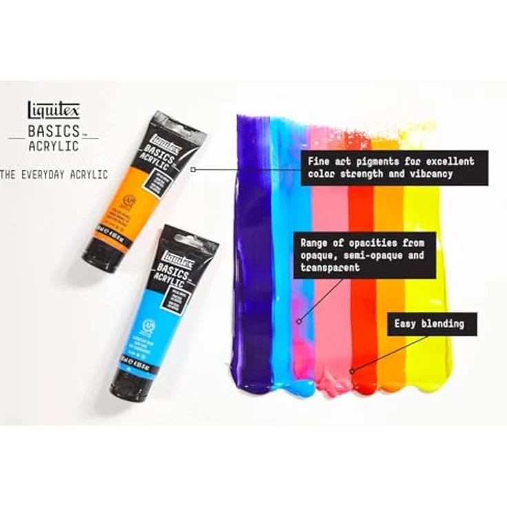 Liquitex 8870012 Basics Acrylfarbe, monopigmentierte Künstlerpigmente, lichtecht, mittlere Viskosität, seidenglänzender Finish, 118ml Tube - Karmesinrot – Bild 3